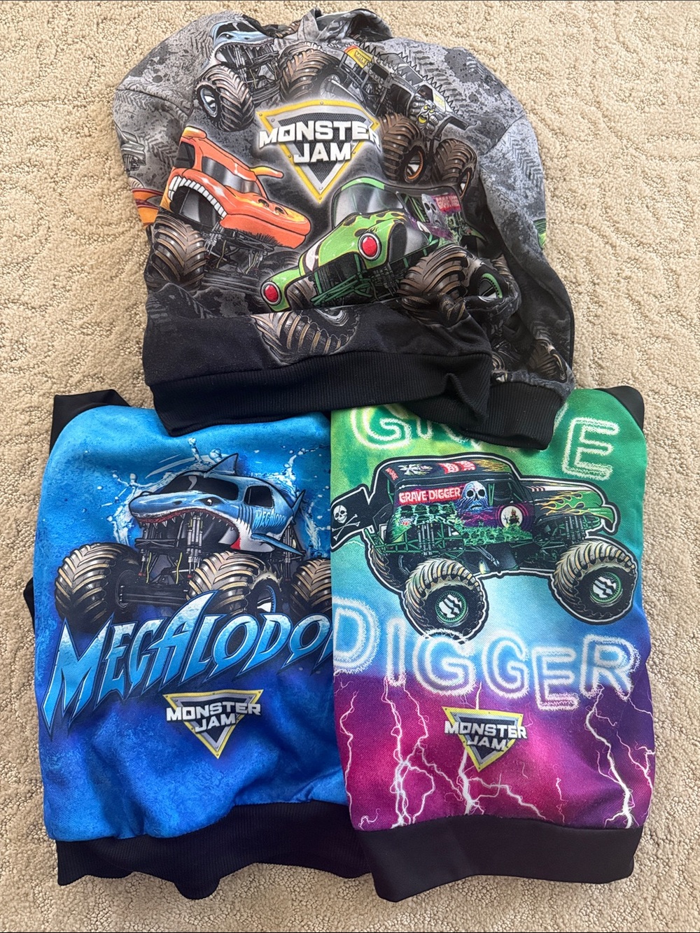 Bundle of 3 Monster Jam Kids Hoodies